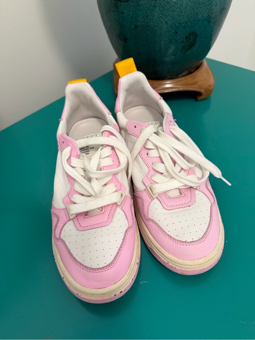 Women's Pink & White Casual Lace-Up Sneakers